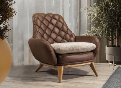 Designer Brown Armchair Living room Lounge chair Luxurious single seater